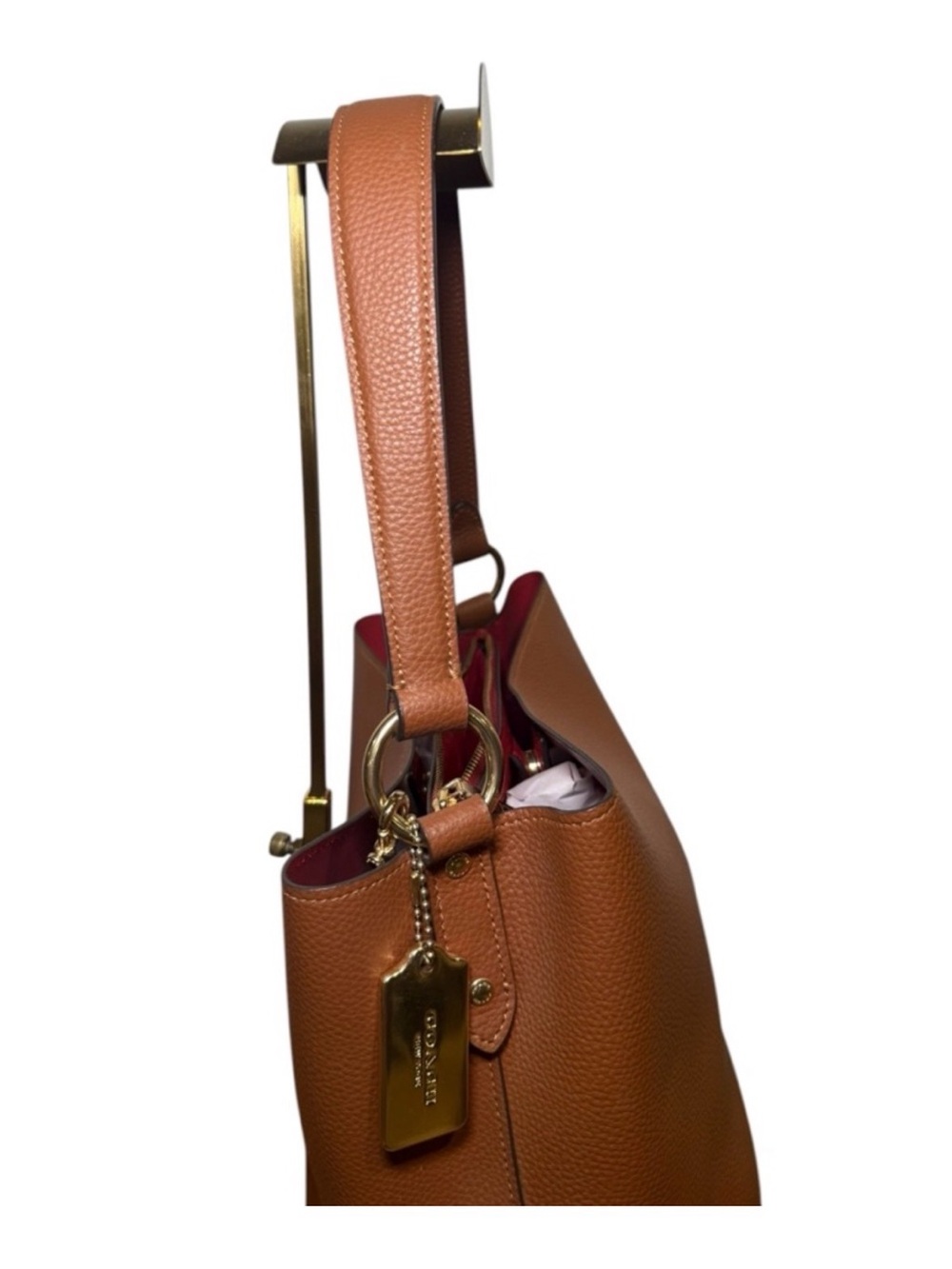 Coach Town Bucket Bag in Saddle Tan (91122) with Crossbody Strap Neutral Color - Picture 6 of 14